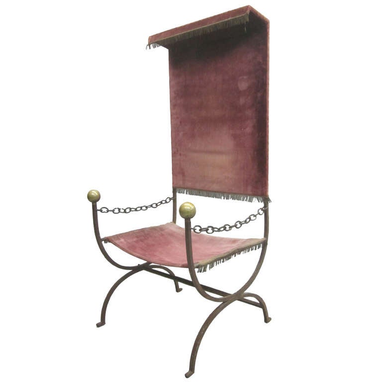 French MidCentury Modern Iron Throne/ Lounge Chair, Style of Jean