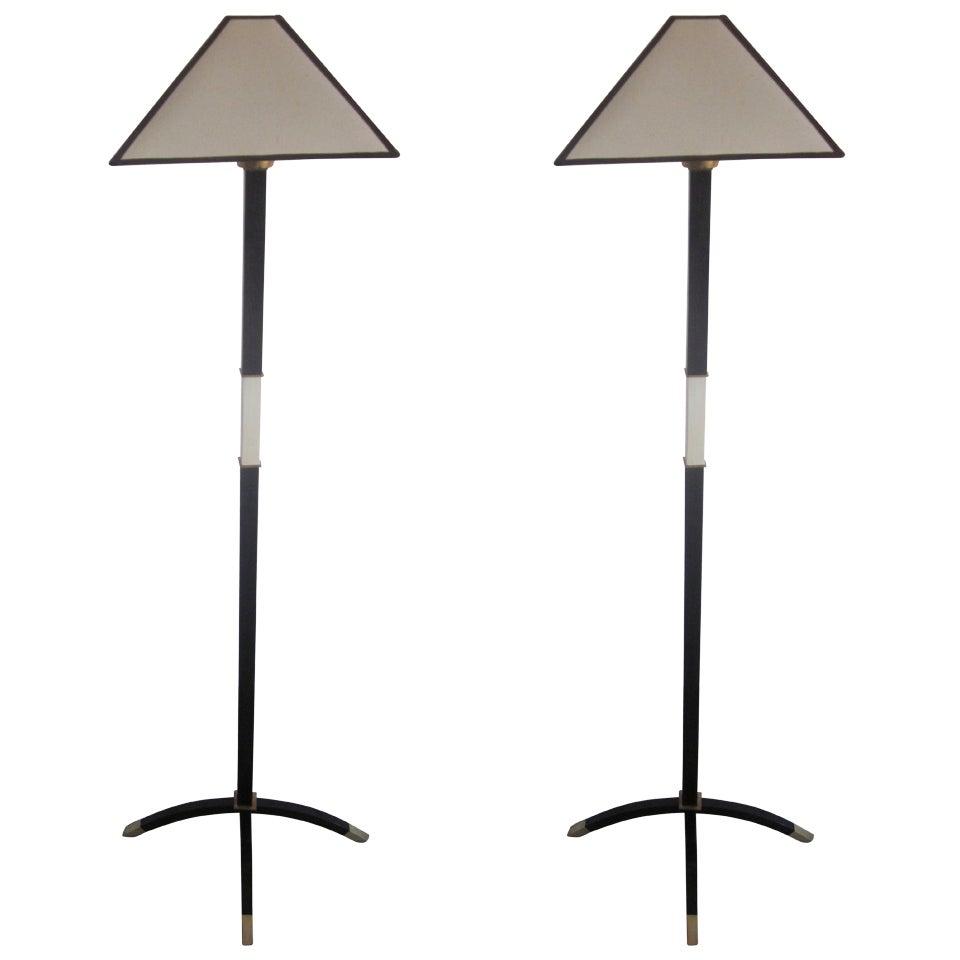 Rare Pair of French Art Deco Floor Lamps by Dominique, 1930's For Sale