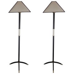 Rare Pair of French Art Deco Floor Lamps by Dominique, 1930's