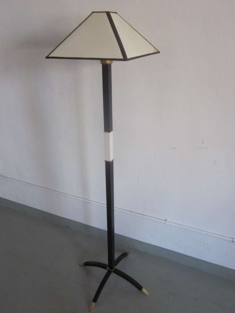 Brass Rare Pair of French Art Deco Floor Lamps by Dominique, 1930's For Sale