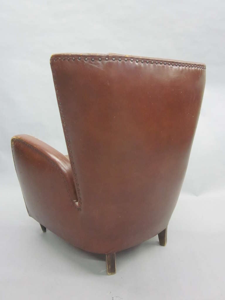Pair of Italian Mid-Century Modern Wingback Lounge Chairs Attr. to Paolo Buffa 1
