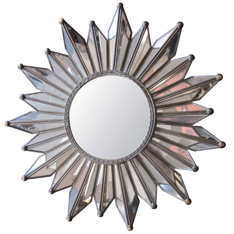 French Mid Century Modern Neoclical Mirrored Sunburst Starburst French Mid Century Modern Neoclical Mirrored Sunburst Starburst Mirror For