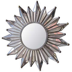 Delicate French Mirrored Sunburst Mirror 1