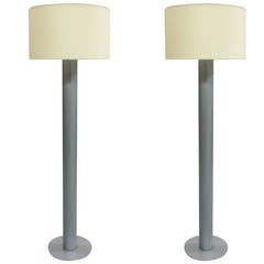 Pair of French Mid-Century Modern Enameled Steel Floor Lamps, 1970