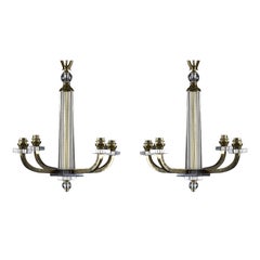 Vintage Rare Pair of Chandeliers by Jacques Adnet