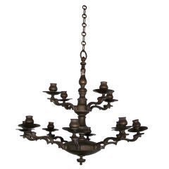 Italian Modern Traditional Bronze Double Level Chandelier, 1930 7