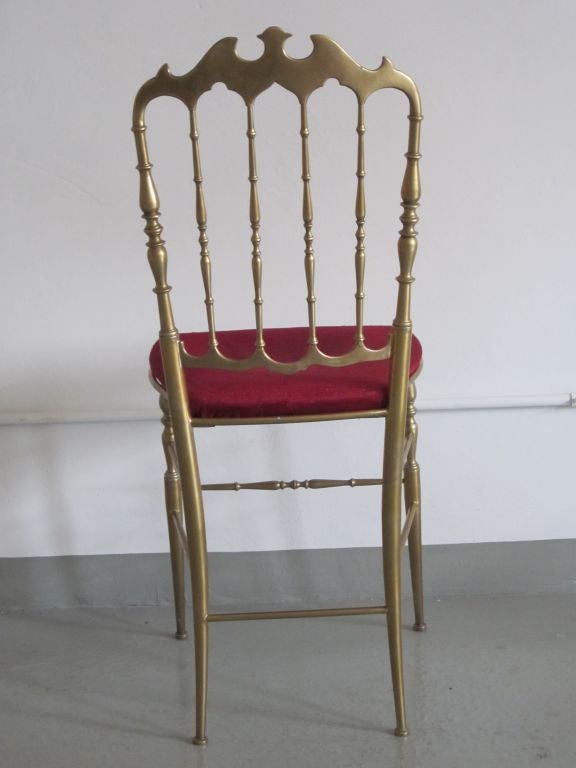 2 Solid Brass Italian Mid-Century Modern 'Chiavari' Desk, Vanity or Side Chairs 1