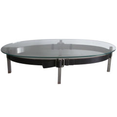 Leather Clad Cocktail Table in the Manner of Hermes