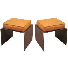 French Modernist Pair of Stools/Benches