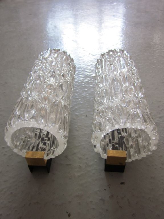 Mid-20th Century Pair of Italian Murano Glass Sconces For Sale