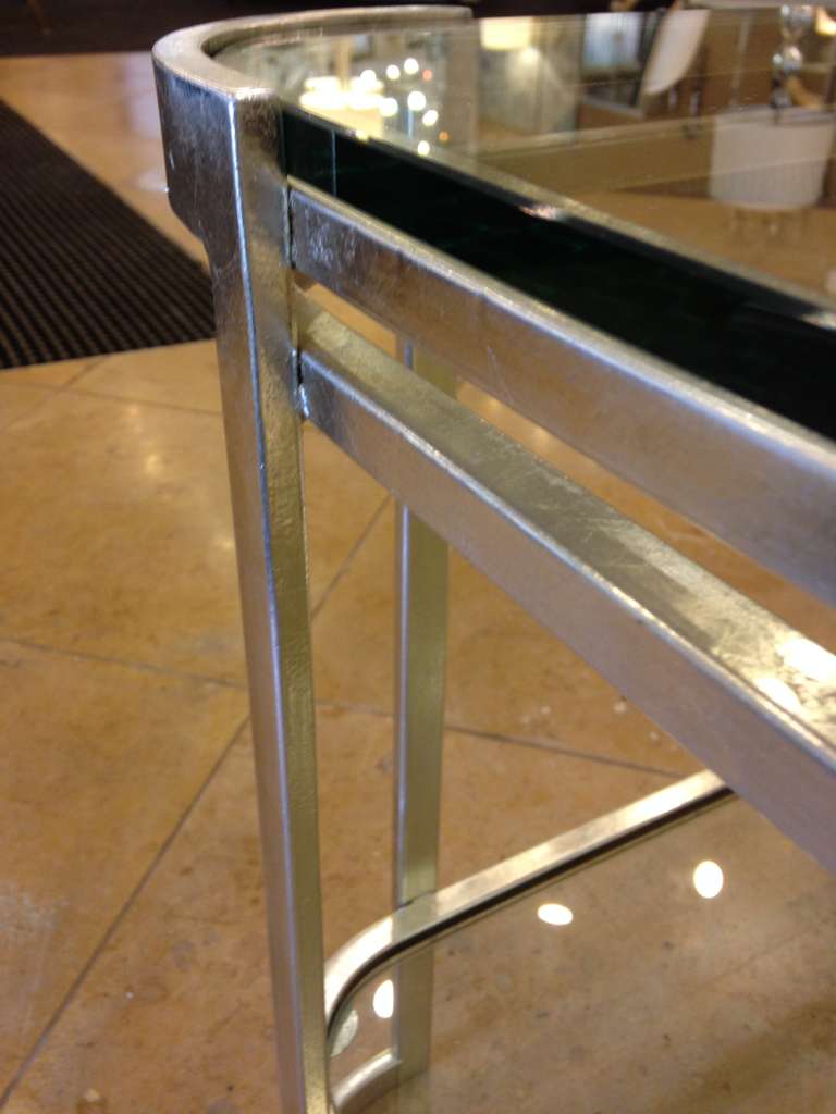 20th Century Elegant Italian Silver Leaf Double Level Cocktail Table For Sale
