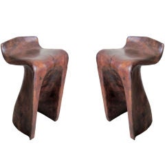 2 Pairs of Hand Carved Stools / Benches