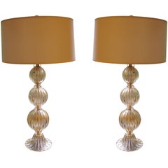 Pair of Italian Mid-Century Modern Style Murano / Venetian Glass Table Lamps