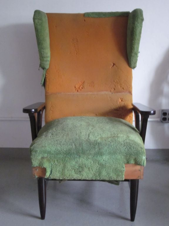 Mid-Century Modern Paire de grandes chaises longues italiennes à dossier à oreilles, de style mi-siècle moderne, Carlo Mollino en vente