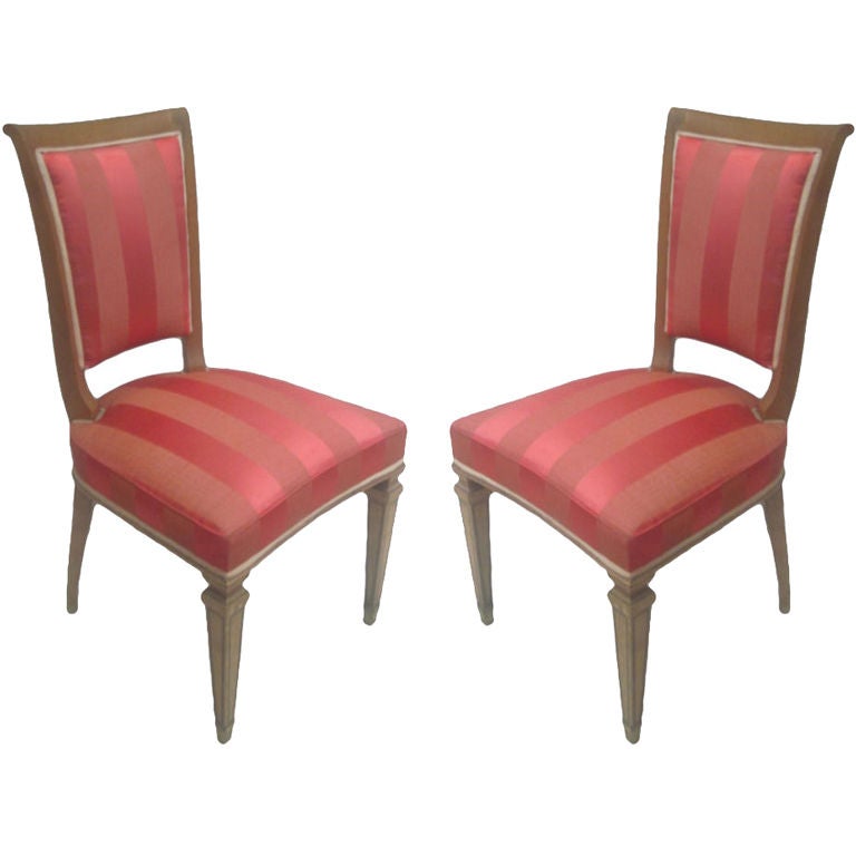 2 French Mid-Century Modern Neoclassical Side /Desk Chairs Attr. to André Arbus For Sale
