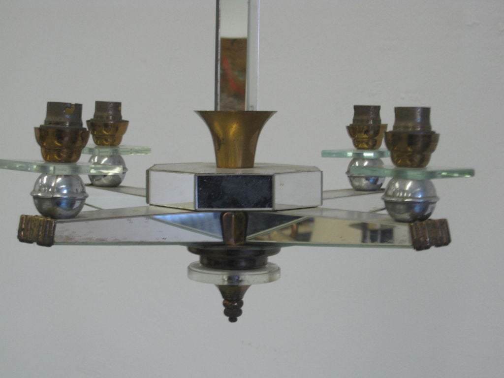 Mid-20th Century French Mid-Century Modern Mirrored Chandelier by Maison Baguès, 1930