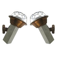 Pair of French Adjustable Marine Industrial Sconces/Fixtures 4