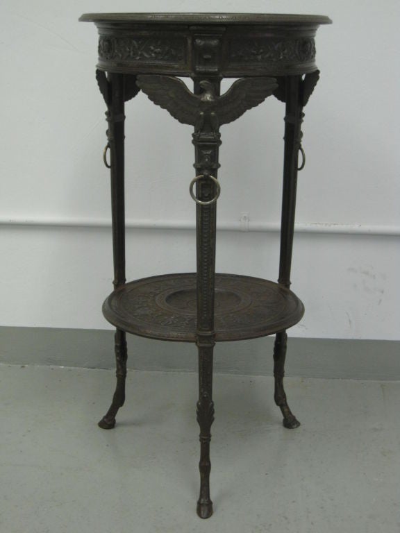 Rare Pair French Style Neoclassical / Napoleon III Cast Iron Side / End Tables In Excellent Condition For Sale In New York, NY