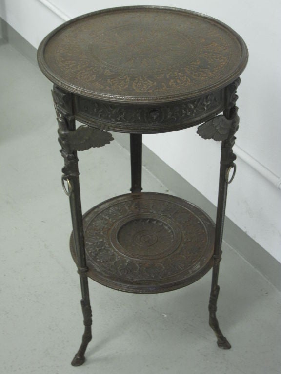 Rare Pair French Style Neoclassical / Napoleon III Cast Iron Side / End Tables For Sale 1