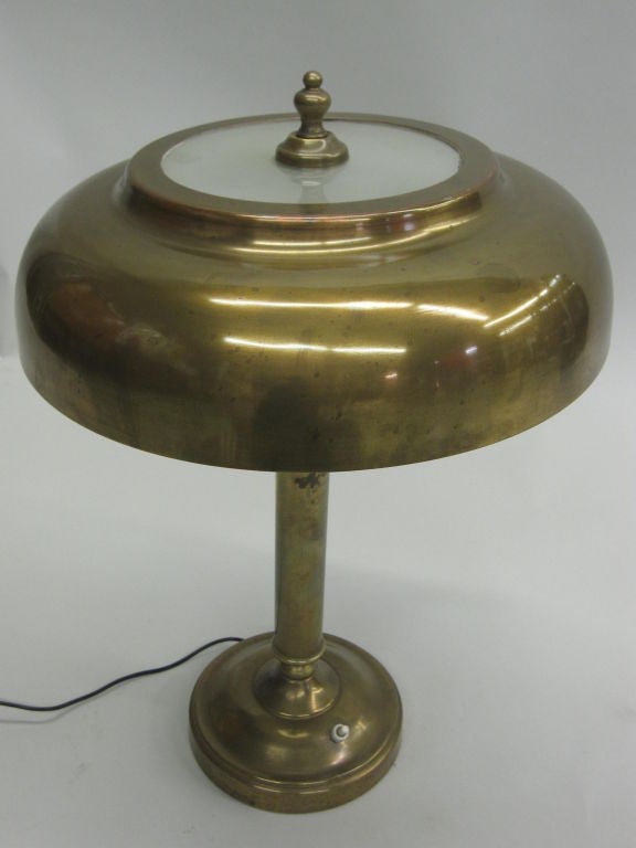 French Mid-Century Modern Neoclassical Brass Desk Lamp in style of Andre Arbus 1