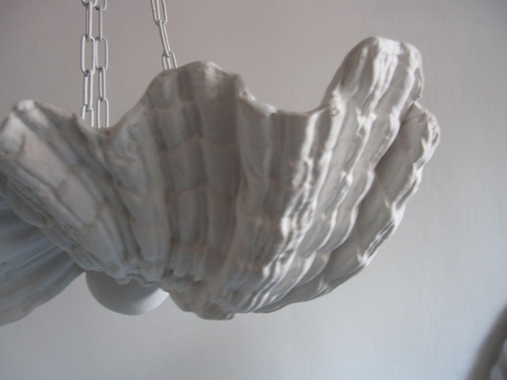 Mid-20th Century 2 French Plaster Shell Chandeliers / Pendants by Jean Charles Moreux, 1930 For Sale