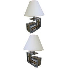 Paar italienische Mid-Century-Modern-Tischlampen aus Nickel und Messing von Romeo Rega
