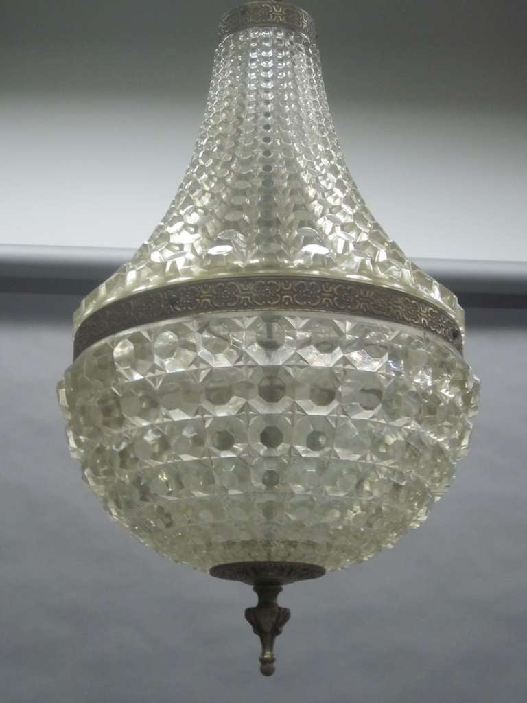 Art Deco French Cut Glass Chandelier / Pendant