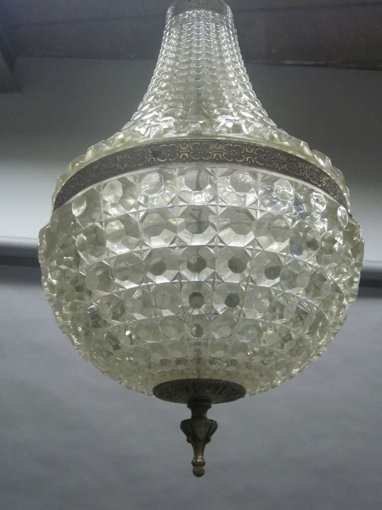 French Cut Glass Chandelier / Pendant In Good Condition In New York, NY
