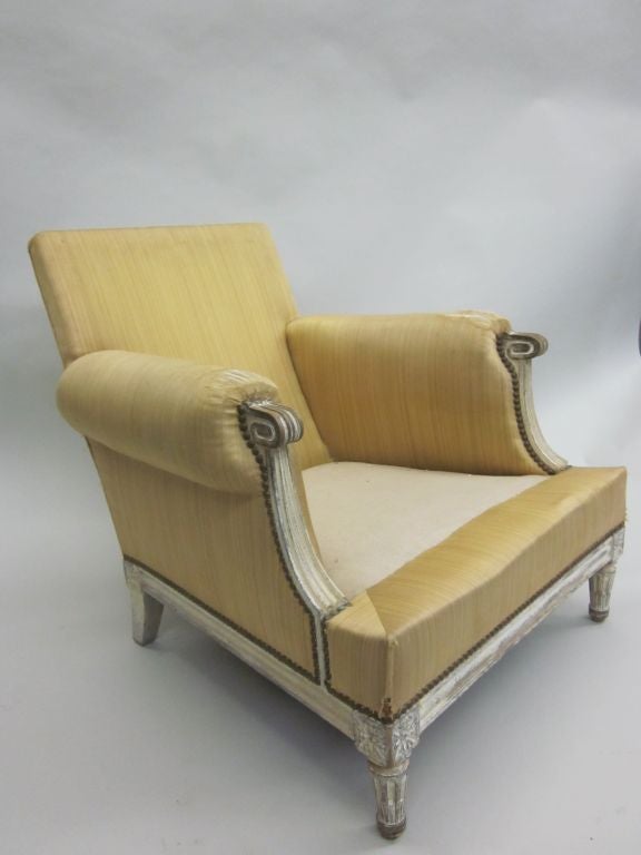 French Important Pair of Modern Neoclassical Louis XVI  Lounge Chairs by Maison Jansen
