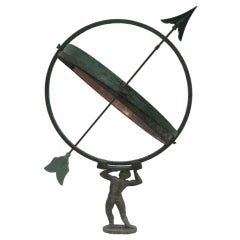 Cadran solaire / girouette avec figure d'Atlas
