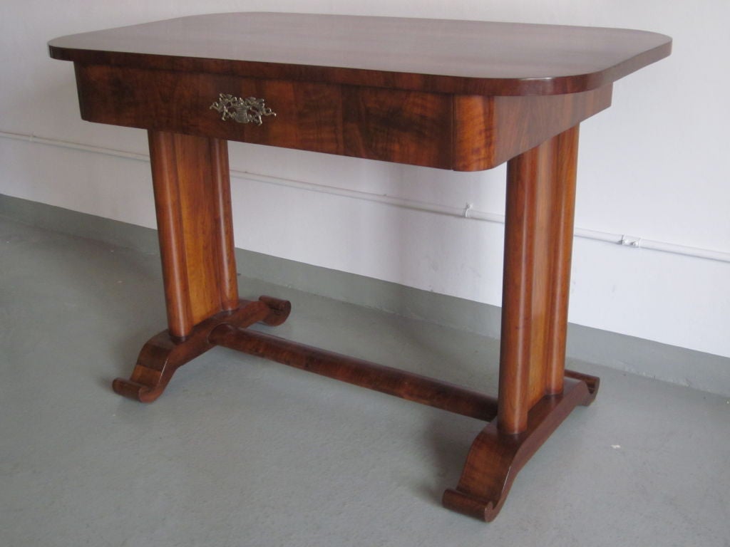 Austrian French Late Art Deco / Modern Neoclassical Desk / Console / Vanity in Walnut For Sale