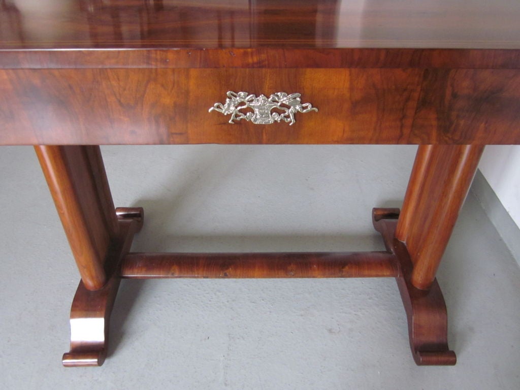 20th Century French Late Art Deco / Modern Neoclassical Desk / Console / Vanity in Walnut For Sale