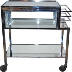 Exceptional Nickeled Bar Cart by Jacques Adnet