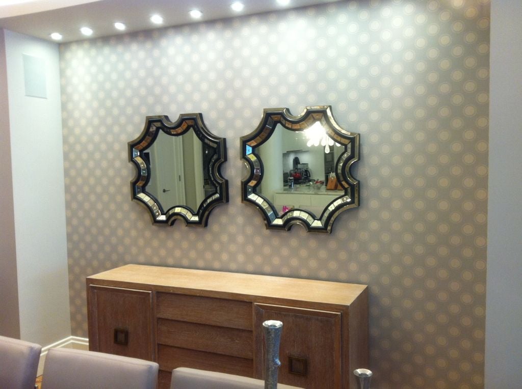 2 French Midcentury Style Venetian Octagonal Mirrors in Style of Serge Roche In Good Condition For Sale In New York, NY