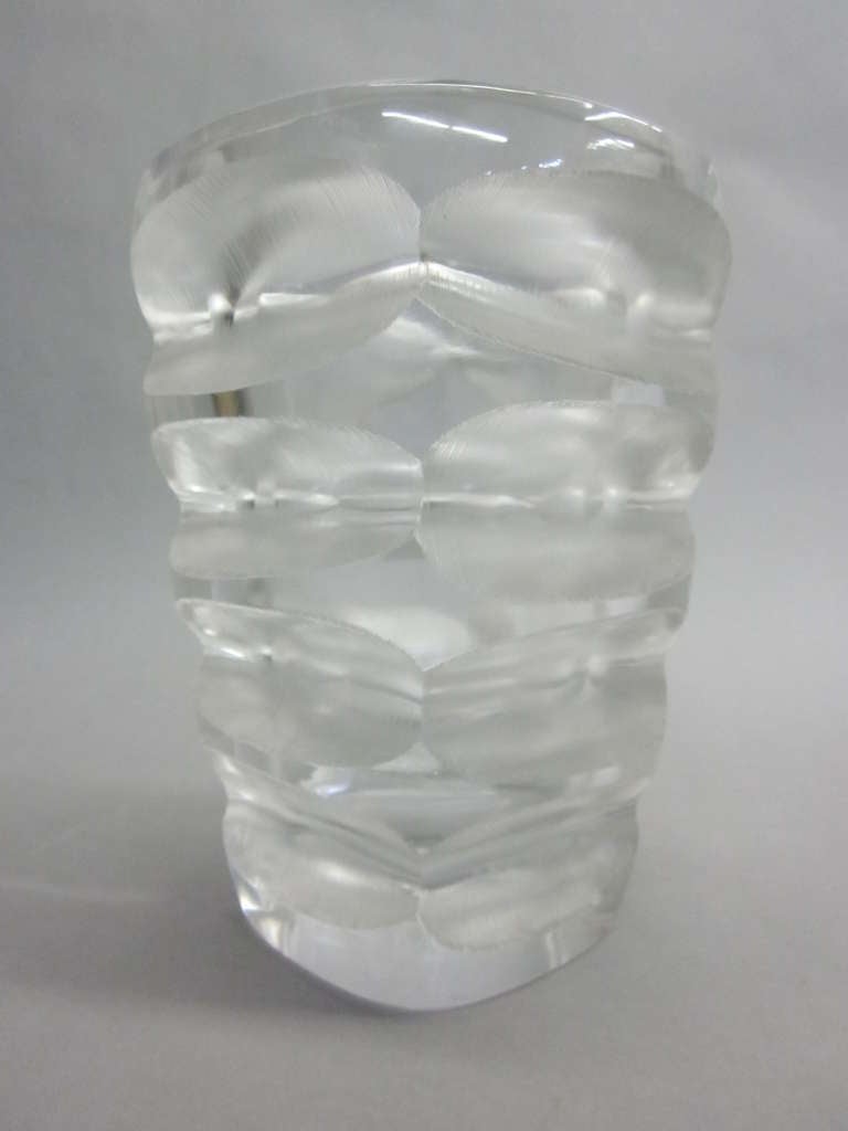 Cut Glass Rare French Mid-Century Modern Cut and Etched Lead Crystal Vase by Marc Lalique