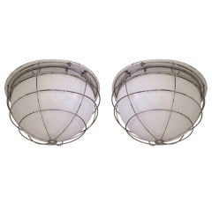 2 French Marine / Industrial Ceiling Fixtures