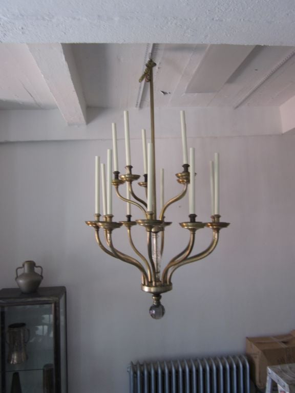 Silvered Large Italian Modern Neoclassical Gilt and Silver Chandelier Carlo Scarpa Venini