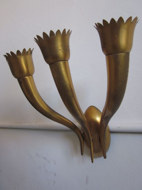 Mid-20th Century Pair Italian Mid-Century Modern Neoclassical Wall Sconce Attributed to Gio Ponti For Sale