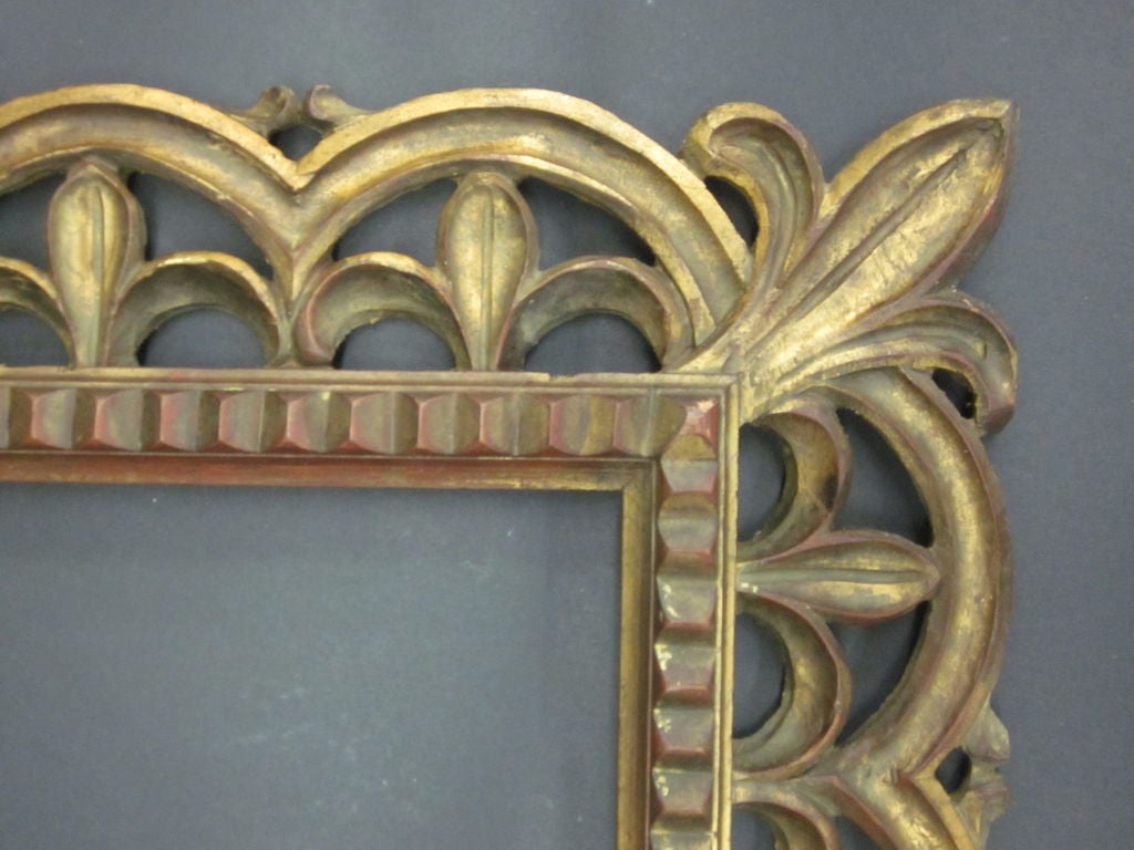 Mid-Century Modern French Mid-Century Hand Carved Gilt Wood Rectangular Mirror, 1940 For Sale