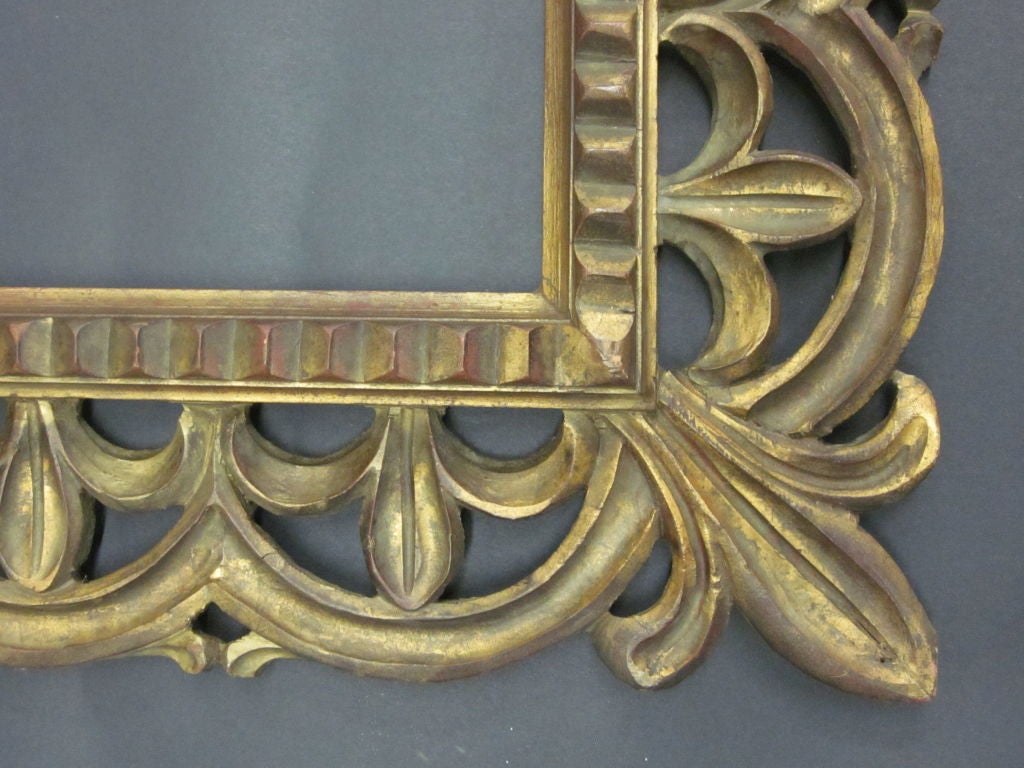 Mid-20th Century French Mid-Century Hand Carved Gilt Wood Rectangular Mirror, 1940 For Sale