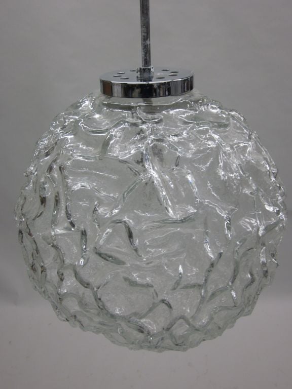 Mid-Century Modern Italian Mid-Century Blown Murano Glass Pendant or Lantern Attributed to Mazzega For Sale