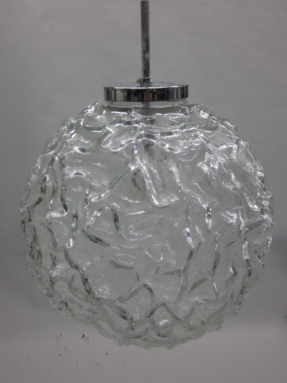 Italian Mid-Century Blown Murano Glass Pendant or Lantern Attributed to Mazzega In Good Condition For Sale In New York, NY