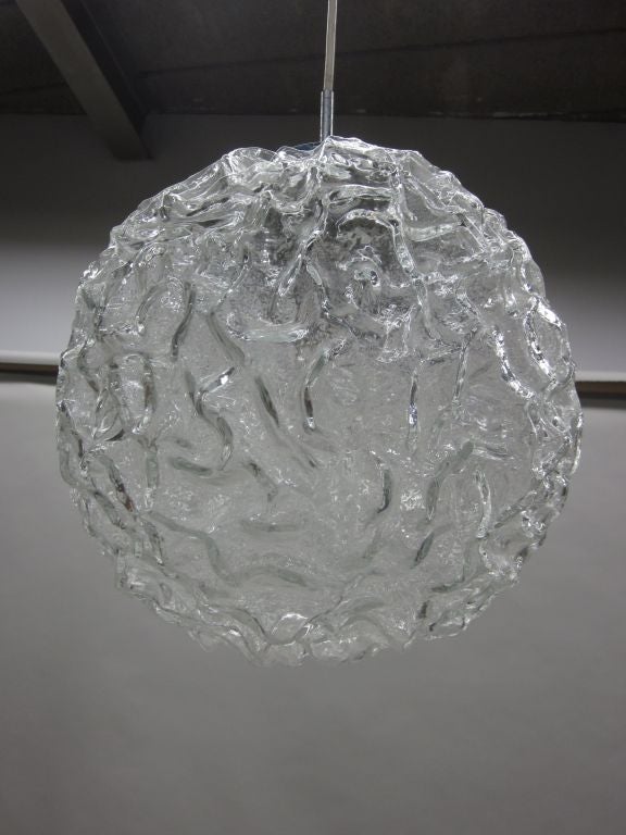 Italian Mid-Century Blown Murano Glass Pendant or Lantern Attributed to Mazzega For Sale 1