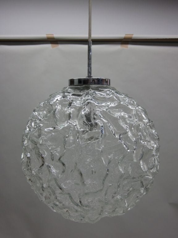 20th Century Italian Mid-Century Blown Murano Glass Pendant or Lantern Attributed to Mazzega For Sale
