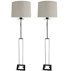 Pair of French Modern Wrought Iron Floor Lamps 12