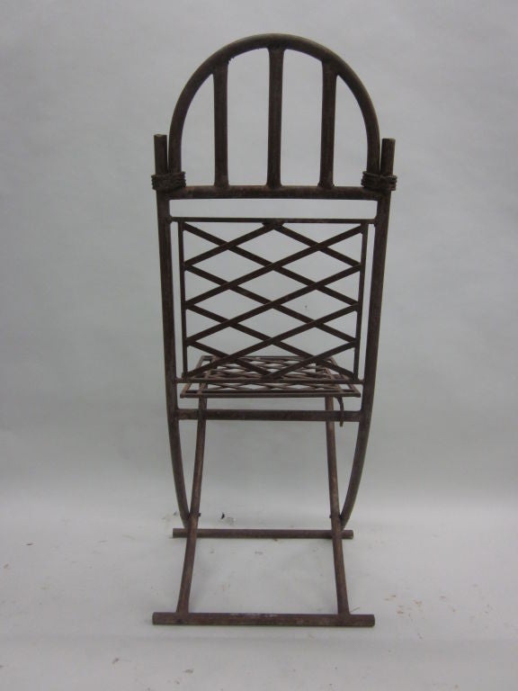Set of 4 French Modern Neoclassical Wrought Iron Chairs, Raymond Subes, 1940 For Sale 2