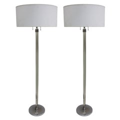 Rare Pair of Crystal Standing Lamps by Jacques Adnet