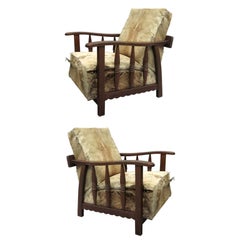 Pair of Italian Mid-Century Modern Craftsman Lounge Chairs by Pierluigi Colli