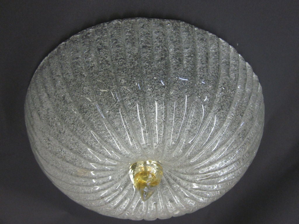 Italian Murano Glass Flush Mount Fixture Attributed to Barovier For Sale