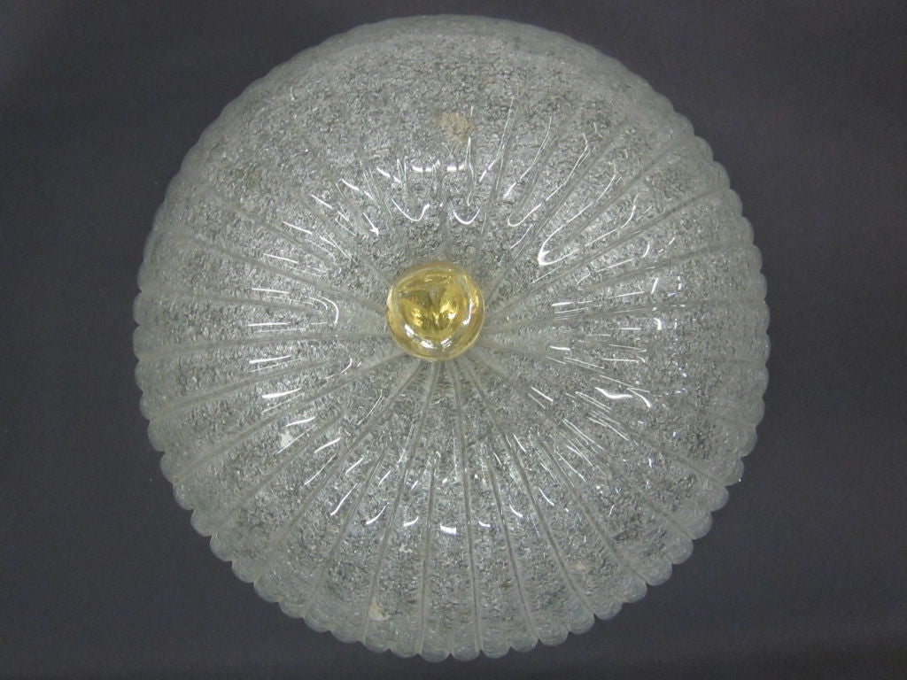 Murano Glass Flush Mount Fixture Attributed to Barovier In Excellent Condition For Sale In New York, NY